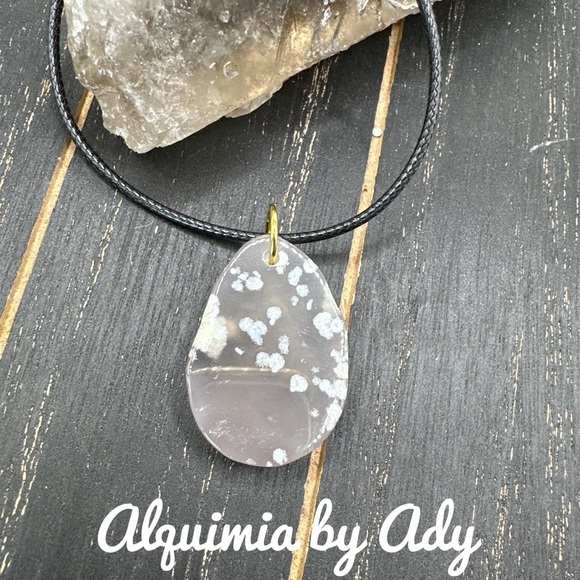 Alquimia Black and Gray Pendant Necklace big Smokey quartz medallion - Picture 1 of 2